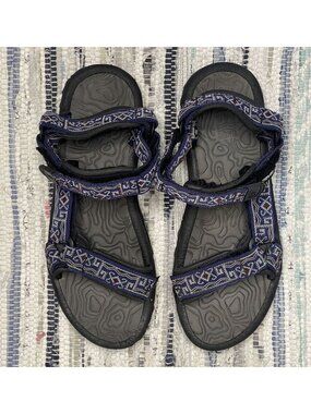 Teva Womens Size 6 Blue/Black Strappy Sandals Adjustable Straps Outdoors Casual